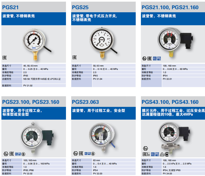 WIKA電接點的壓力PGS21